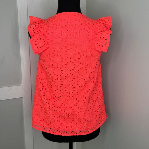 Lilly Pulitzer Coral Eyelet Flutter Sleeve Top | Size XXS New Without Tag - Picture 7 of 8